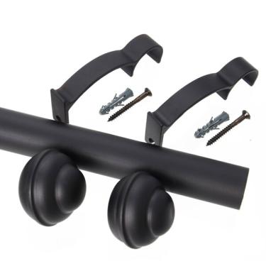 Imagem de Kit Varão De Cortina Barcelona 19mm 3,00m (bola) Couselo Preto