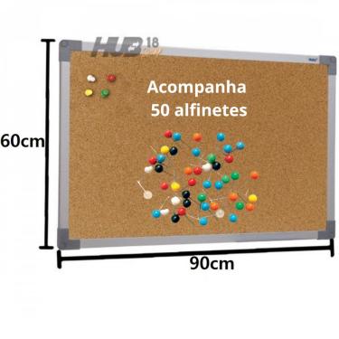 Imagem de Quadro De Aviso Cortiça Aluminio 90X60cm Stalo +50 Alfinetes