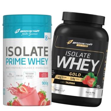 Imagem de Isolate Prime Whey 900g + Isolate Whey Gold 900g Bodyaction (Único, Morango)