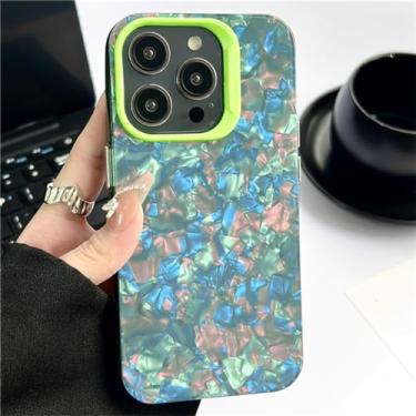Imagem de Capa de telefone macia com padrão de concha gradiente colorida para iPhone 14 Pro Max 13 12 11 X XR XSMax Capa traseira rígida à prova de choque, verde escuro, para iphone 13Pro