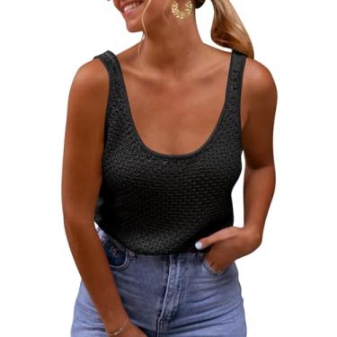 Imagem de Saodimallsu Camiseta regata feminina moderna de verão, gola redonda, casual, sem mangas, sexy, frente única, básica, Preto, M