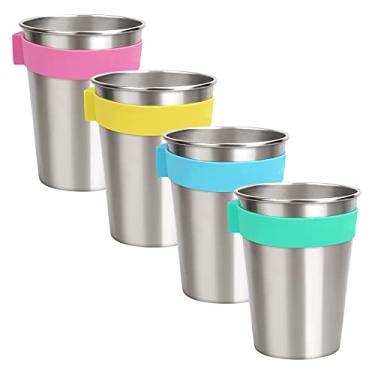 Imagem de SOPHICO Copos magnéticos suspensos para crianças e adultos, copo pendurado na geladeira ou refrigerador de água, para bebedores independentes (MIX-340 g, aço inoxidável)