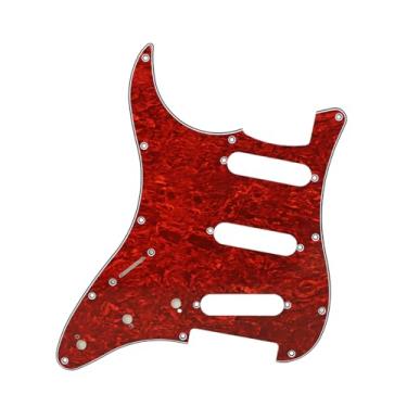Imagem de 11 furos para guitarra canhota Strat Pickguard SSH placa de risco para Stratocaster estilo 1 camada branca type7