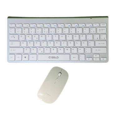 Imagem de Kit Teclado e Mouse Sem Fio Wireless ABNT2 Para PC/ Notebook - a'Gold