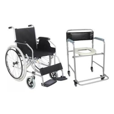 Imagem de Cadeira de Rodas Dobrável D100 + Cadeira de Banho D30- Dellamed
