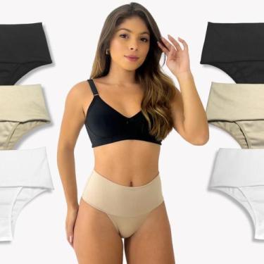 Imagem de Kit 6 Calcinha Feminina Básica Modeladora Cintura Alta Rupee, XG