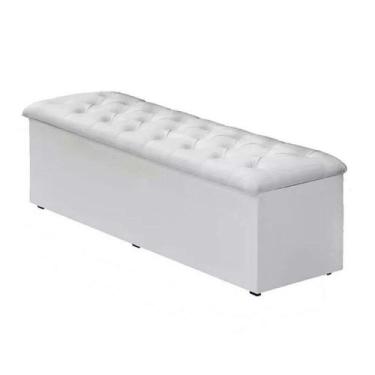Imagem de Baú Recamier Queen Material Sintético Branco 47x158x51 - E Box Móveis