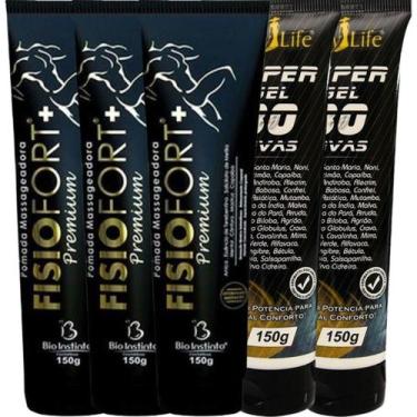 Imagem de Kit 3 Pomada Massageadora Fisiofort Premium 150g + 2 Super Gel 30 Erva