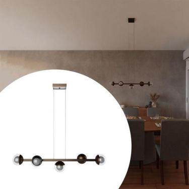 Imagem de Pendente Lustre Luminária de Teto Jabuticaba Com 5 Globos Vidro 10cm -