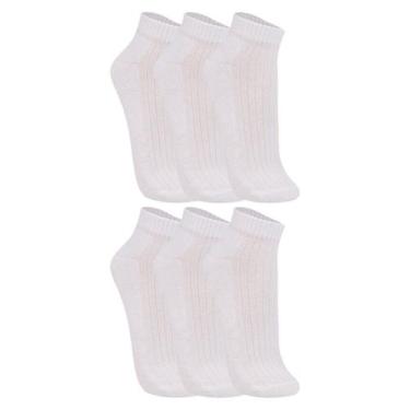 Imagem de Kit com 6 Meias Esportiva Cano Curto Trifil 8004, Branco, 35-38