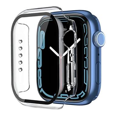 Imagem de JNCVXN Pacote com 2 capas rígidas de policarbonato de 42 mm com película de vidro temperado compatível com Apple Watch séries 3/2/1 de 42 mm, ultrafina, resistente a arranhões, capa protetora geral