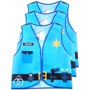 Imagem de Flotory 3 coletes infantis para ajudar comunitário, fantasia de polícia, colete para meninos, meninas, dia da carreira, Halloween, cosplay, Cor policial 1, Tamanho Único