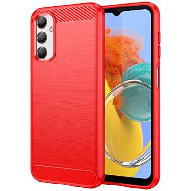 Imagem de Monwutong Capa de telefone de ajuste fino para Samsung Galaxy M14 5G, capa de design moderno de fibra de carbono macia com grau militar à prova de choque e proteção de lente de câmera de tela para