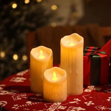 Imagem de Kit 3 Luminária Vela De Led Cilíndrica Luz Eletrônica 5.5cm/7.5cm/12cm