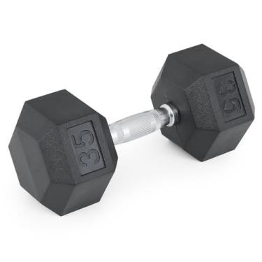 Imagem de MADOG Haltere hexagonal, haltere de ferro fundido revestido de borracha, pesos de mão com aderência antiderrapante, 13,6-22,7 kg, individual