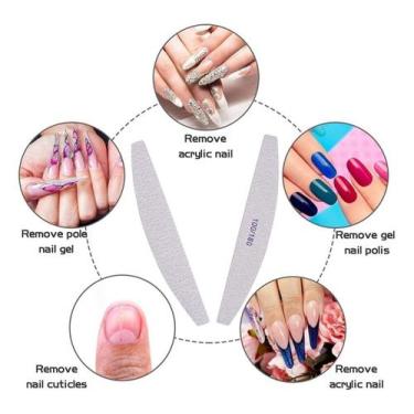 Imagem de Kit 20 Lixas Meia Lua banana de Polir Unha Acrílico Gel Fibra - ZEM