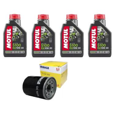Imagem de KIT 3X ÓLEOS MOTUL 5100 10W-30 1Litro 4 Tempos + 1 Filtro Mahle OC1019 HONDA NC 750 2015 a 2025