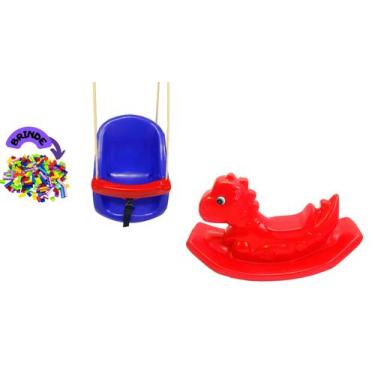 Imagem de Kit Playground Meninos e meninas Balanço com Cinto e Trava e Dinossaur