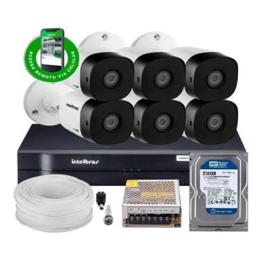 Imagem de Kit Cftv 6 Câmeras 1120B Bullet 720P Dvr 8 Canais Intelbras Mhdx + Hd