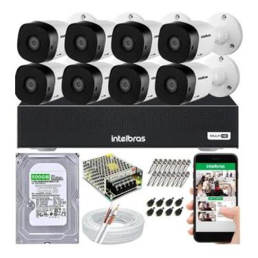 Imagem de Kit 8 Câmeras Intelbras Hdcvi 1120 E Dvr 8 Canais Completo