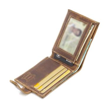 Imagem de Carteira Masculina de Couro Espaço para Dinheiro Cartões e Documento -