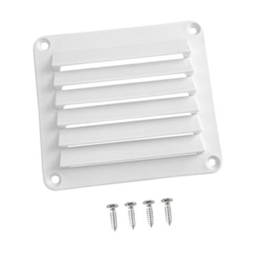 Imagem de Generic Tampa retangular da grade de ventilação da cabine de ventilação com venezianas 5,51 x 4,84 polegadas, encaixe de ferragens, grelha de ventilação com, Branco