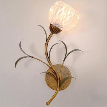 Imagem de Luminárias de parede de cristal de criatividade francesa, flores de personalidade, arandelas de parede para quarto, base de metal E12/E14 de 15,3 pol. para sala, bar, cozinha, corredor, esca