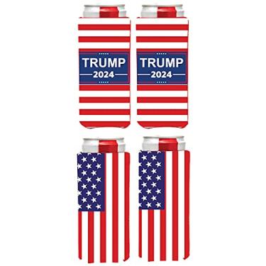 Imagem de Pen Kit Mall pkm - donald j trump 2024 maga cabe em latas finas de 12 onças como red bull, (trump 2024 usa flag slim can cooler)