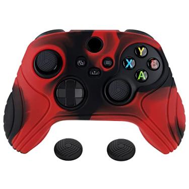 Imagem de eXtremeRate PlayVital Samurai Edition Anti-Slip Controller Grip Silicone Skin for Xbox Core Controller, Ergonomic Protective Case Cover for Xbox Series S/X w/Thumb Grips - Red & Black