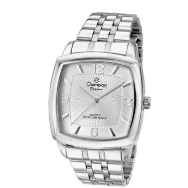 Imagem de Relogio Champion Prateado Quadrado Masculino  Grande CN28740Q