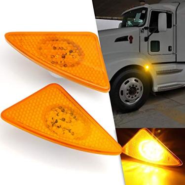 Imagem de Lâmpada LED Xotic Tech com 2 peças de sinalização frontal compatível com Kenworth T660 T170 T270 T370 Semi-Trucks 2008-2017, âmbar 3000K 12-SMD (peça # P54-1085-L P54-1085-R)