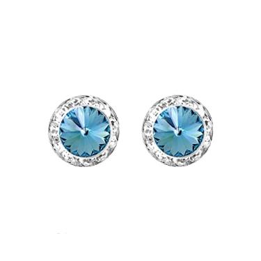 Imagem de Rosemarie & Jubalee Brincos femininos atemporais clássicos hipoalergênicos com pino traseiro feito com cristais Swarovski, 15 mm-20 mm, 15mm, Metal Vidro, Cristal