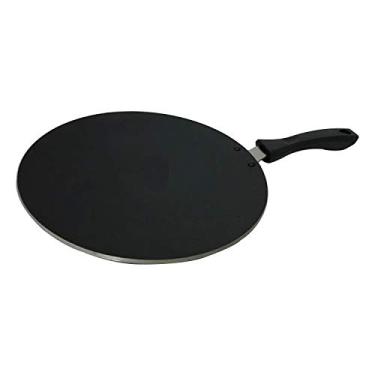 Imagem de Chapati Tawa de alumínio de 4 mm com espátula e esfregão de madeira grátis, ideal para fazer assadeira antiaderente para panqueca de crepe Roti/Chapati/Paratha (275 mm)