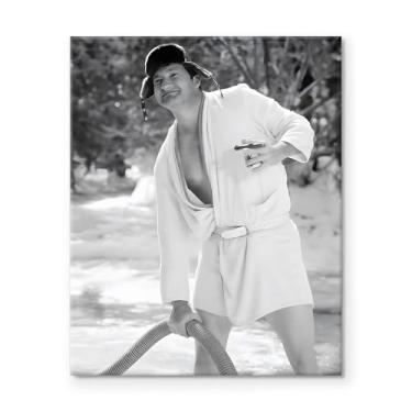 Imagem de B.B.F MAKE Arte de parede em tela emoldurada engraçada decoração de banheiro preto e branco comédia primo Eddie filmes pôster pintura a óleo arte moderna de banheiro para sala de estar dormitório