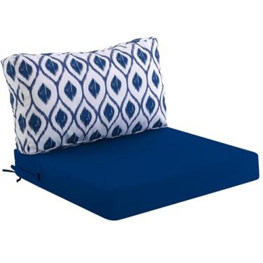 Imagem de idee-home Almofadas externas para móveis de pátio, almofada de assento ao ar livre, à prova d'água Hampton Bay Almofadas de substituição para cadeira de sofá para jardim, gramado, quintal, 67 x 67 cm,