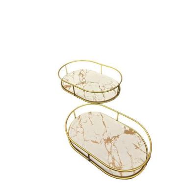 Imagem de Conjunto de 2 Bandejas Decorativa para Objetos Mesa Enfeite Cantinho d