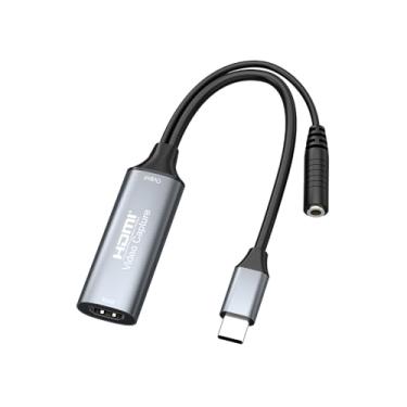 Imagem de F.QYNing Captura de vídeo HDMI com mixagem de áudio MIC, placa de captura de vídeo USB C 2.0, resolução de saída de captura de vídeo 4K 30Hz até 1080p 60Hz para Windows, Android, MacOS, VLC, OBS