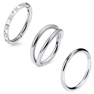 Imagem de Ruifan ASTM F136 Anéis de nariz de titânio para mulheres 20G 18G 16G Clicker Anel de nariz de septo articulado lábio hélice cartilagem argola brinco daith torre concha piercing corporal joias para