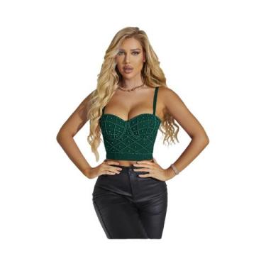 Imagem de Elegante Sem Costas Falso Pérola Frisado Bustier Espartilho Shapewear 
