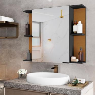 Imagem de Armário Espelheira Para Banheiro 1 Porta Nilo Preto Com Nature - Rede 