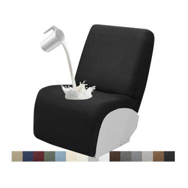 Imagem de ROFASVCO Capas de sofá reclináveis à prova d'água, laváveis, em forma de L, capas de sofá reclináveis, capas de sofá com canto elástico para cães (capa de assento adicional, preta)