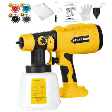 Imagem de Wexibryndl Pulverizador De Tinta Sem Fio Para Dewalt, Bateria De 20 V, Pistola De Pintura Hvlp De 200 W Com Motor Sem Escova E Bico De Cobre, Fácil De Limpar, Para Móveis, Cercas, Paredes, Tetos, Po