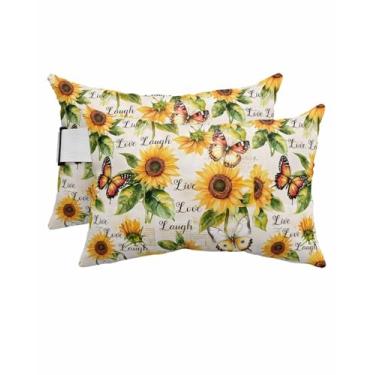 Imagem de Almofada reclinável de cabeça de fazenda, girassol, borboleta, letra, para uso ao ar livre, com enchimento, almofadas reclináveis à prova d'água, espreguiçadeira, almofada lombar para praia, flores de
