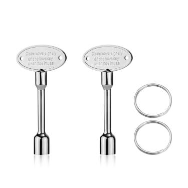 Imagem de PEUTIER 2 chaves universais de lareira a gás, chaves de válvula de gás e chaveiros serve para hastes de válvula de gás de 6 mm e 5/16 polegadas, chave de gás para lareiras de 7,6 cm (prata)