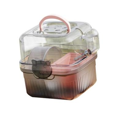 Imagem de Generic Gaiola para hamster, estojo de viagem para pequenos animais, portátil, respirável, compacto, estojo de transporte para hamster, suprimentos para, Rosa