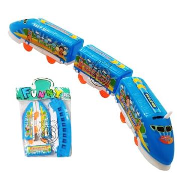Imagem de Trem Brinquedo Locomotiva Trenzinho Infantil Trem Bala Metrô (AZUL)
