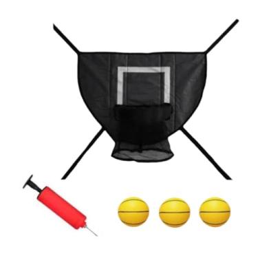 Imagem de kowaku Conjunto de cesta de basquete com trampolim, 3 mini bolas e 1 bomba, fácil de montar, gol de basquete macio para crianças e adultos, Bola Amarela