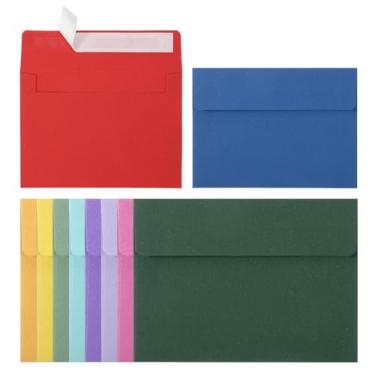 Imagem de PATIKIL Pacote com 60 envelopes A2, envelopes de convite multicoloridos autoselados para cartões postais de casamento, fotos, anúncio, correspondência, tamanho 11 x 14 cm
