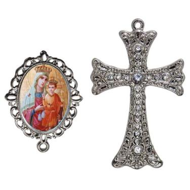 Imagem de Crucifixo Para Terço de Noiva Relicario Nossa senhora dos Remedios Peç