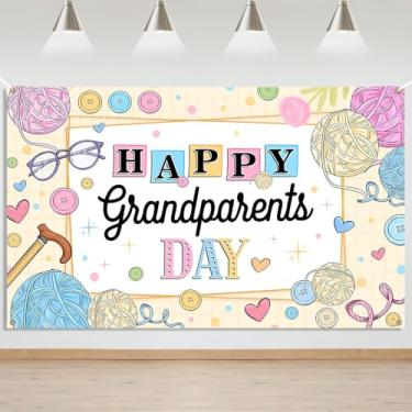 Imagem de Mocsicka Faixa de fundo Happy Grandparents Day, decoração de festa para avós, avós, eventos escolares de aposentadoria, decoração de cabine de fotos